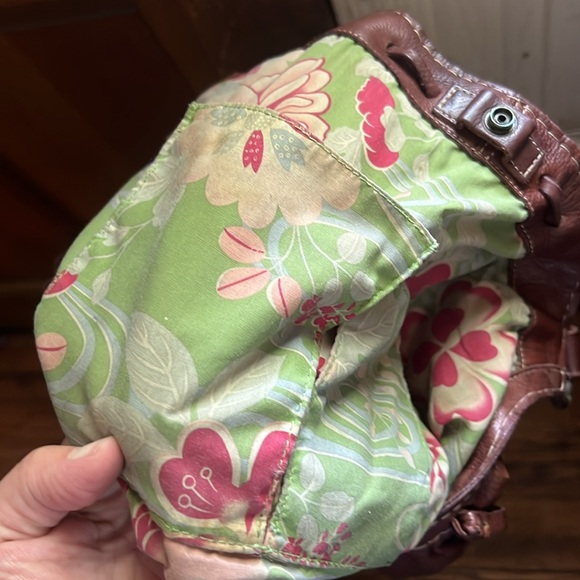 Lucky Brand Italian Leather Purse cognac brown slouchy shoulder hobo - Picture 5 of 10